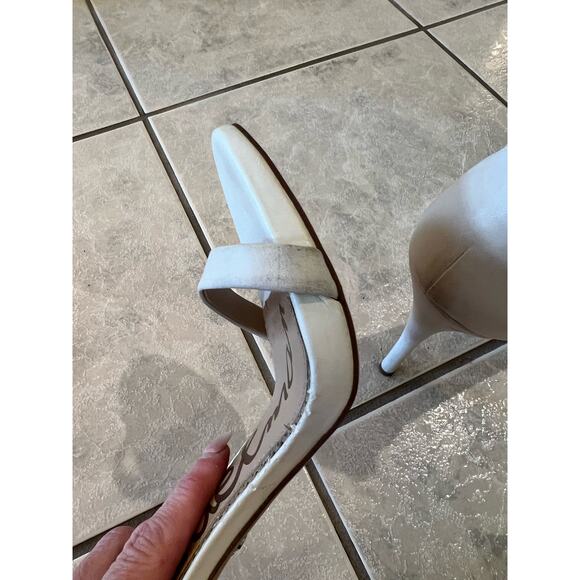 Sam Edelman Arielle White Ankle Strap Stiletto Dress 5”‎ Heels Size 10 - Picture 6 of 7